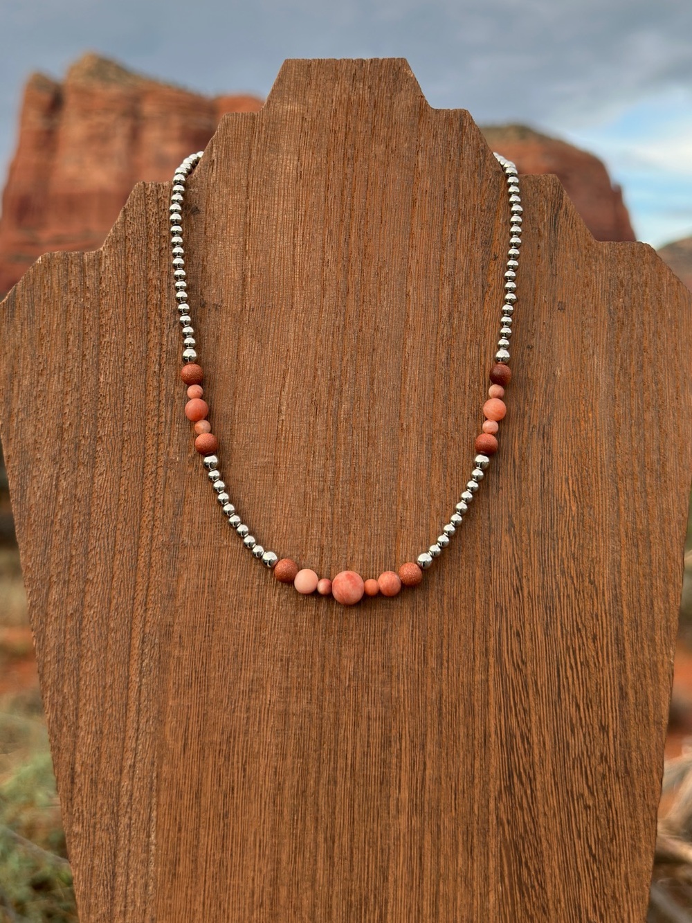 Handmade Sedona Sunset Western Pearl Necklace 16 inch